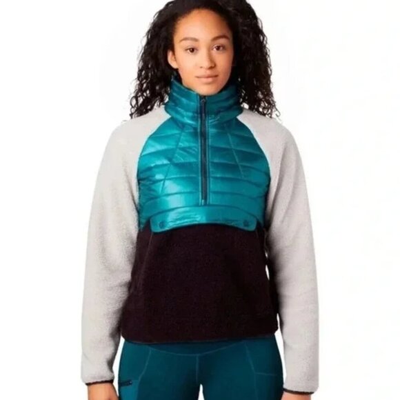 Mountain Hardwear Altius Hybrid Puffer Jacket Sherpa Fleece Pullover Half Zip - Picture 1 of 8